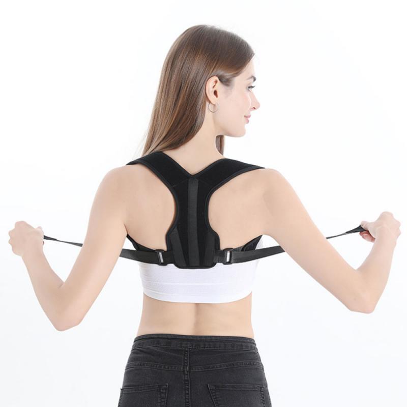 

Men Women Adjustable Posture Corrector Back Support Strap Brace Shoulder Spine Support Lumbar Posture Orthopedic Belt New, Black