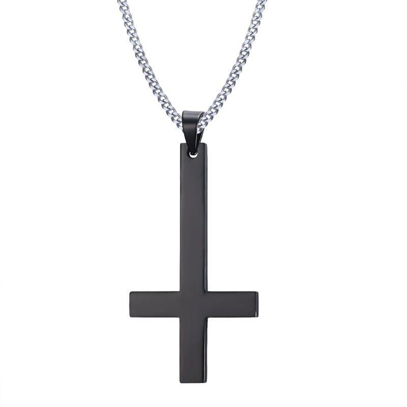 

Stainless Steel Upside Down Cross Necklace Inverted Cross Pendant with Chain K9FE