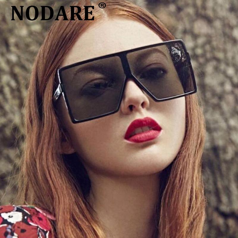 

NODARE 2020 Oversized Shades Woman Sunglasses Black Fashion Square Sun Glasses For Female Big Frame Eyewear UV400