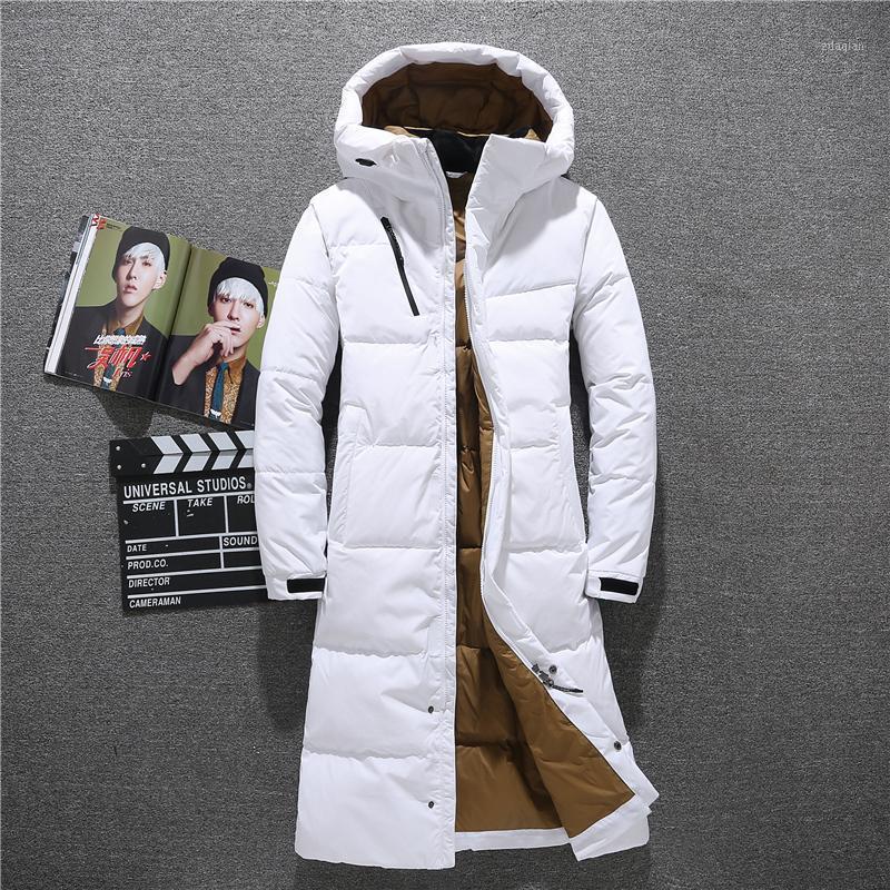 

2020 Winter Men Long Down Jacket Hooded High Quality Loose White Duck Down Coat Men Thick Warm Winter Parkas Snow Coat1, Black