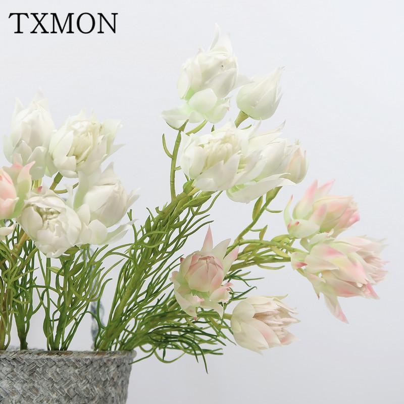 

Fake flower Nordic ins high quality fresh simulation snow lotus home interior living room decoration silk arrangement flowers1, Pink