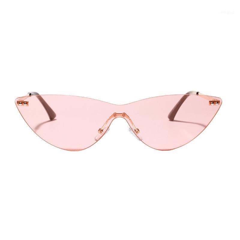 

Sunglasses Rimless Frame Metal Lens AC One-piece Clear Colored Classic Sun Glasses Women Luxury Original Design 11
