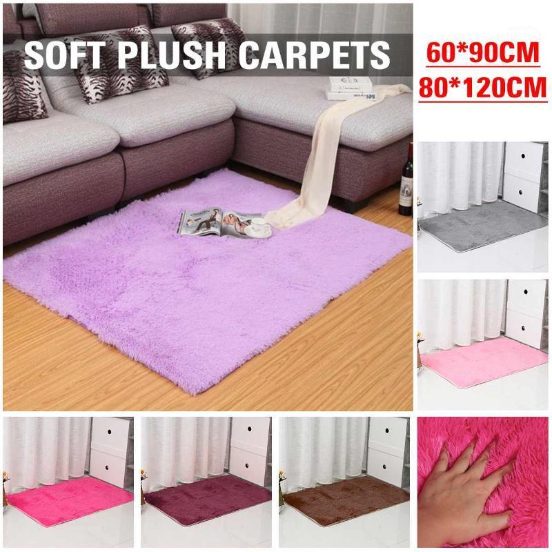 

6 Color Plush Carpets Comfortable & Soft for Living Room Bed Room Fluffy Rug Anti-slip Mat /80x120CM1, Rose