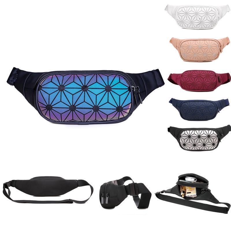 

Holographic Sports Wasit Bag Luminous Geometric Bum bag Funny Pack Travel Crossbody Chest1, Black