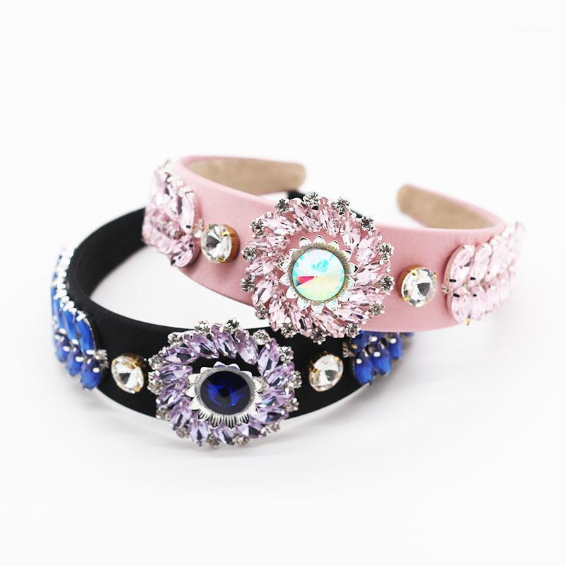

Baroque Luxury Retro Crystal Hair Accessories Pearl Rhinestone Headbands For Women Solid Wide Fabric Hairband Hair Hoop1