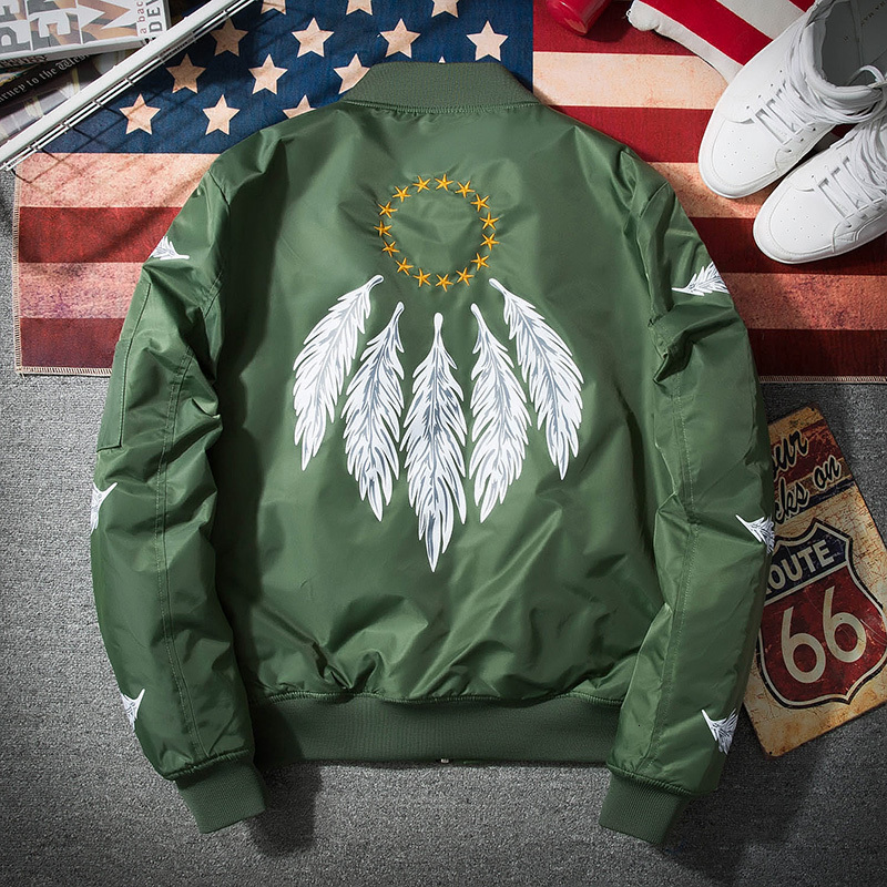 

2021 Tang Freight Free New Impression of Male Feathers Streetwear Black Jacket WSW9