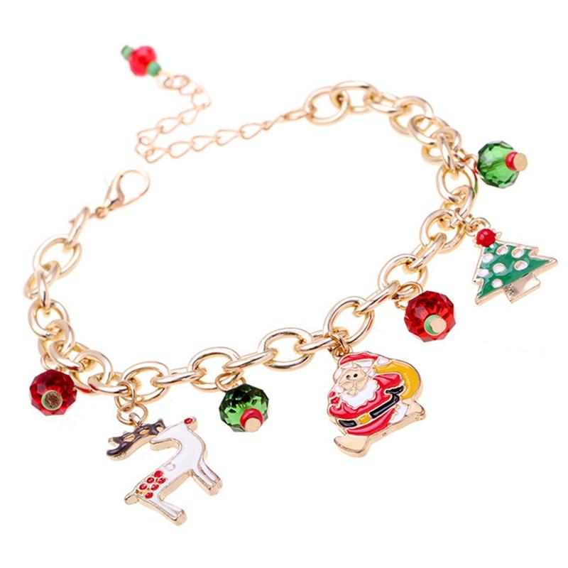 

Santa Claus Bracelet Alloy Pendant Christmas Decorations For Home Happy New Year 2020 Christmas Tree Ornaments Xmas Gift