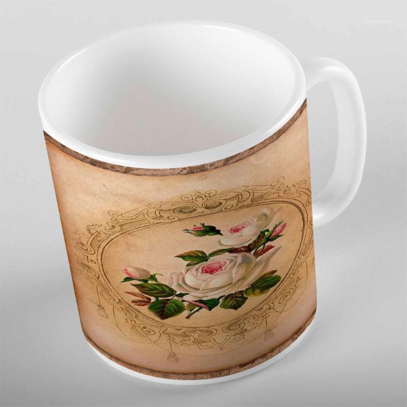 

Else Brown Floor Vintage White Pink Roses Cream 3d Print Gift Ceramic Drinking Water Bear Coffee Cup Mug Kitchen1, As pic