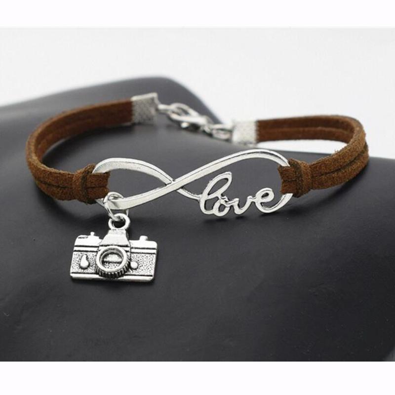 

Charm Bracelets Silver Love Horse Camera Motorcycle Cheerleading Star Infinity Rope Bangle For Women Jewelry Gift Christmas