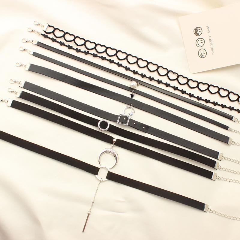 

Chains 1PCS Choker Necklace Women Lace Velvet Strip Woman Collar Jewelry Neck Accessories Handcrafted Chain Necklaces, Silver