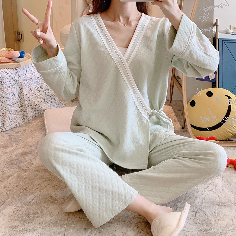 Nursing Pajamas Autumn And Winter Maternity Sleepwear Fashion Cotton Soft Breastfeeding Sleepwear Pregnancy Clothes Homewear LJ201120