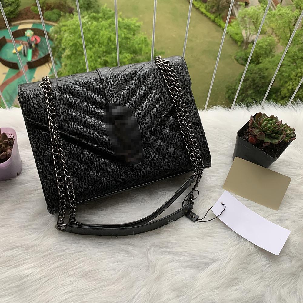 

Envelope flap handbag shoulder Bag Women Fashion brand Luxurys Designers crossbody chain Bags women purse wallet aHh ysls, Black double chain
