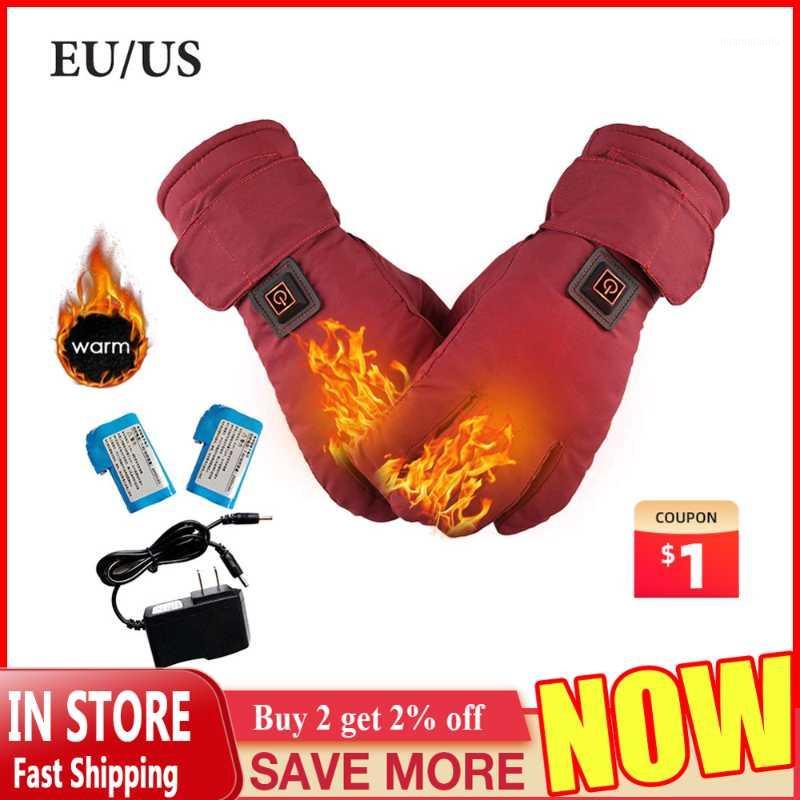 

Women Electric Heated Gloves Waterproof Adjustable Temperature Lithium Battery Powered Gloves For Outdoor Ski Motorcycle Cycling1, Eu plugs 2000mah