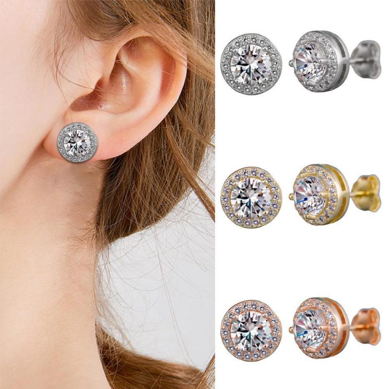 

Korean Cute Ear Studs Fashion Vintage Square Round Jewelry Micro For Women Paved Fashion Zircon Gifts Delicate Earrings W6Z1