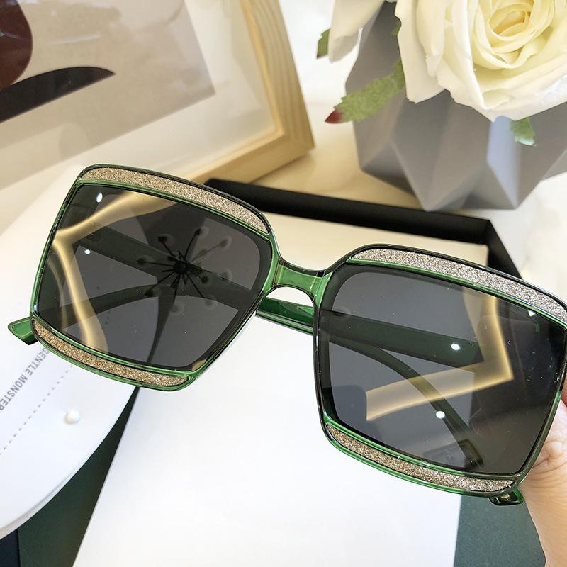

Polarized Square Women's Sunglasses 2020 New Black Crystal Shiny Sun Glasses Female Gradient Elegant Shades Green