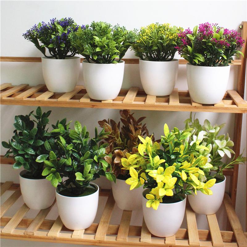 

Mini Artificial Plants Simulated Succulent Milan Grass Bonsai Plastic White Flower Pot Home Decoration Accessories Fake Plants, Milan grass purple