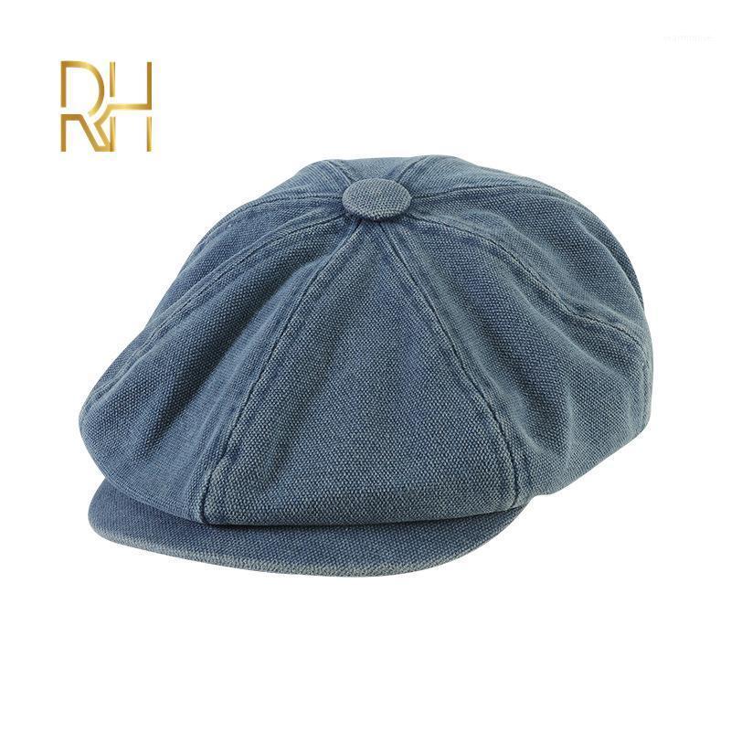 

Unisex Washed Denim Octagonal Cap Newsboy Beret Hat For Women Sun Hat Ladies Summer Spring Retro Flat Caps Driving Berets RH1, Black