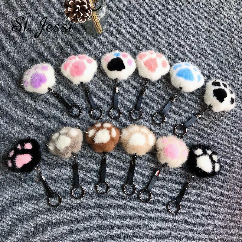 

Kawaii Keychain For Real Key rings Animal Cat Paws Charm Bag Holder Car Trinkets Women's Key Holder Accessories Chains1