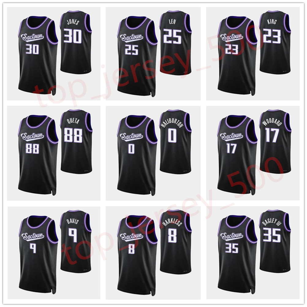 

Basketball Jersey Sacramento's Kings's De'Aaron Fox Buddy Hield Marvin Bagley Davion Mitchell 75th Anniversary Custom Black Jerseys 1201 120, As shown in illustration