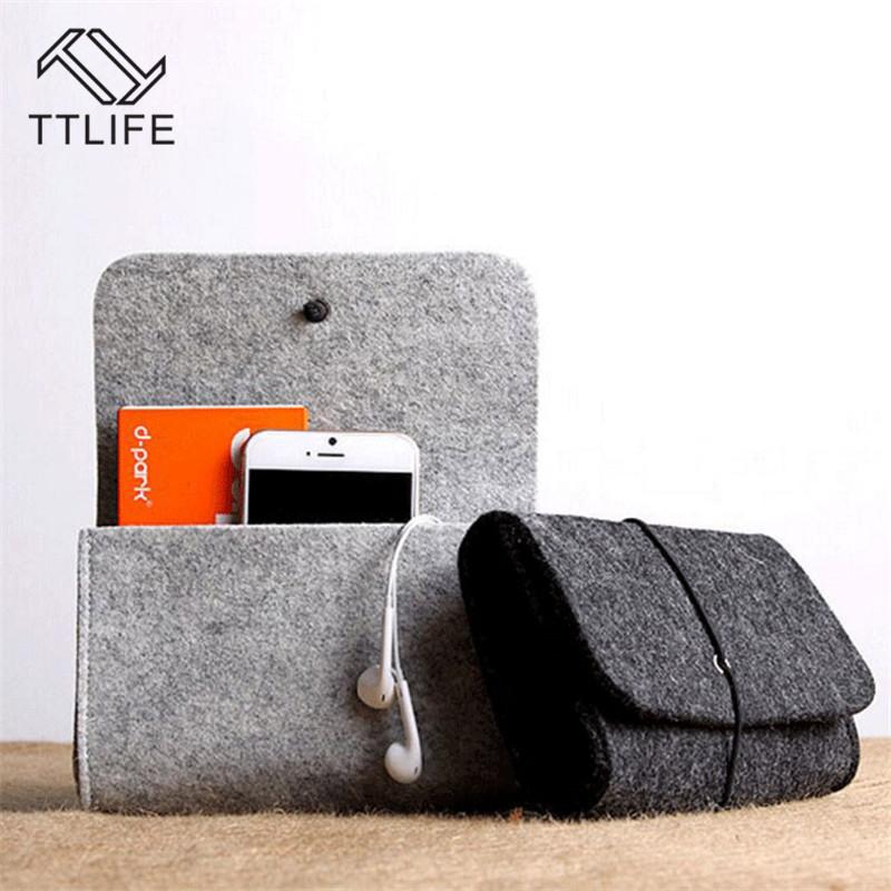 

TTLIFE Wool Fiber Power Bank Storage Bag Mini Sofe Felt Pouch for Data Cable Mouse Travel Organizer Electronic Gadget Organizado