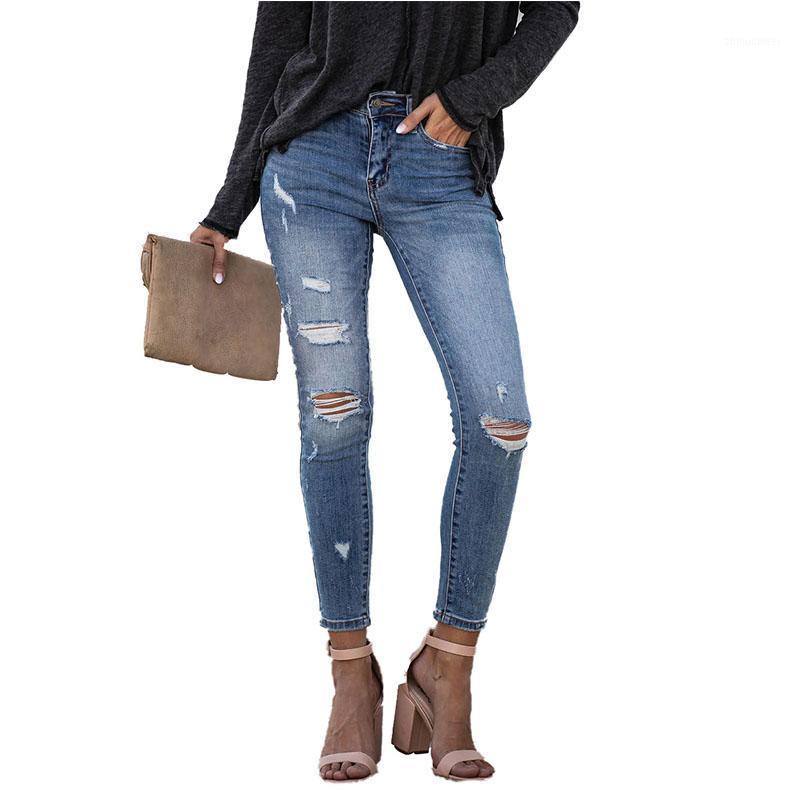 

High Waist Jean Women Jeans Streetwear Elastic Cotton 2021 Summer Stylish Korean Slim Coated Vintage Boyfriend Style Women, Light blue