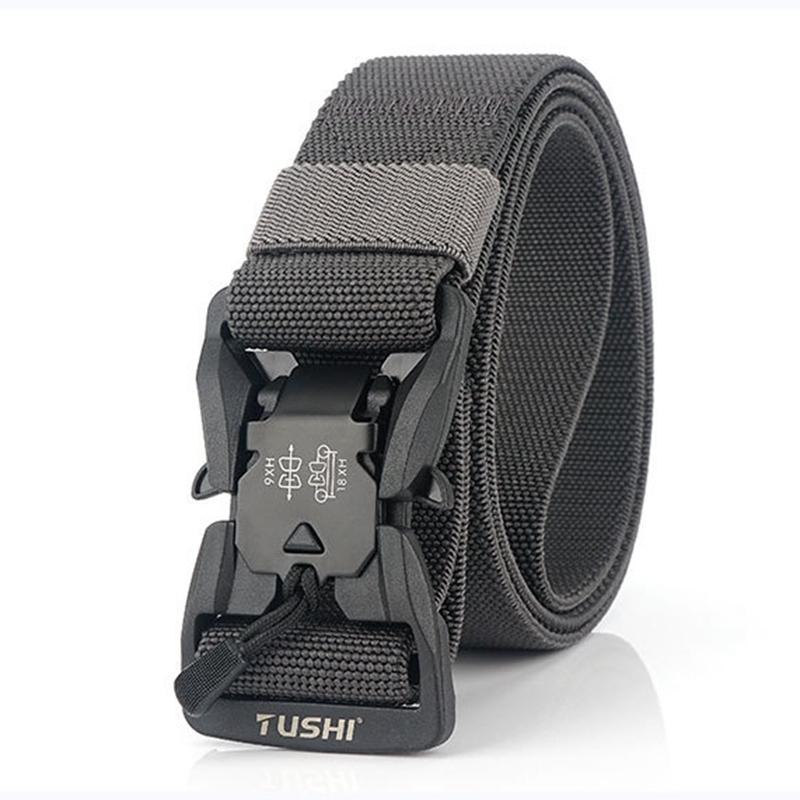 

Tactical Belt Hard PC Quick Release Magnetic Buckle Belt Soft Real Nylon High Strength Elastic Sports Accessories, Black