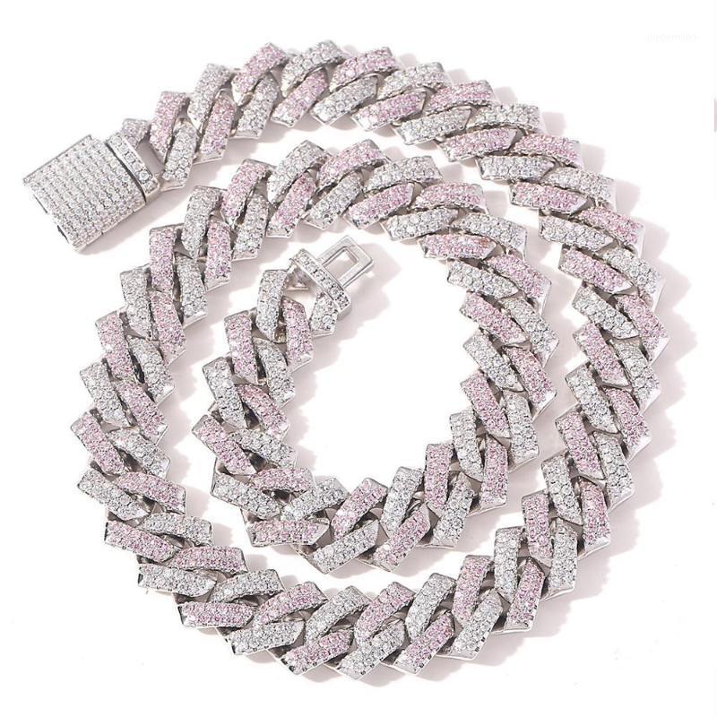 

Iced Out Chains For Men Women Pink Cuban Link Necklace Luxury Micro Paved CZ Cuban Chain Hip Hop Jewelry Gifts1