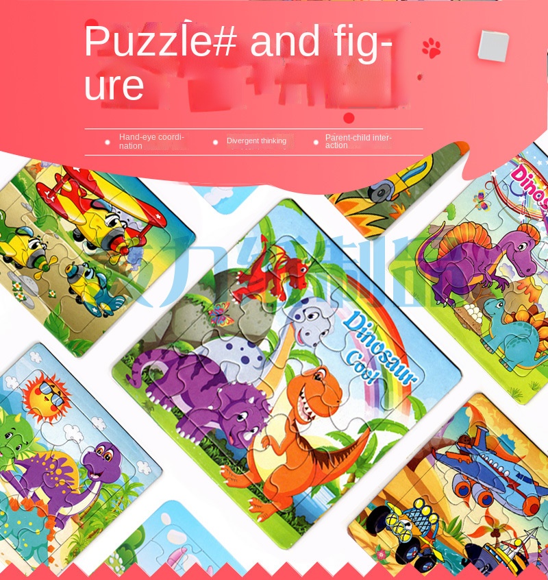 

128 Models 12 Pieces Wooden Puzzle Animal Pop Cartoon Flat Wooden Toy Factory Wholesale Customized Children