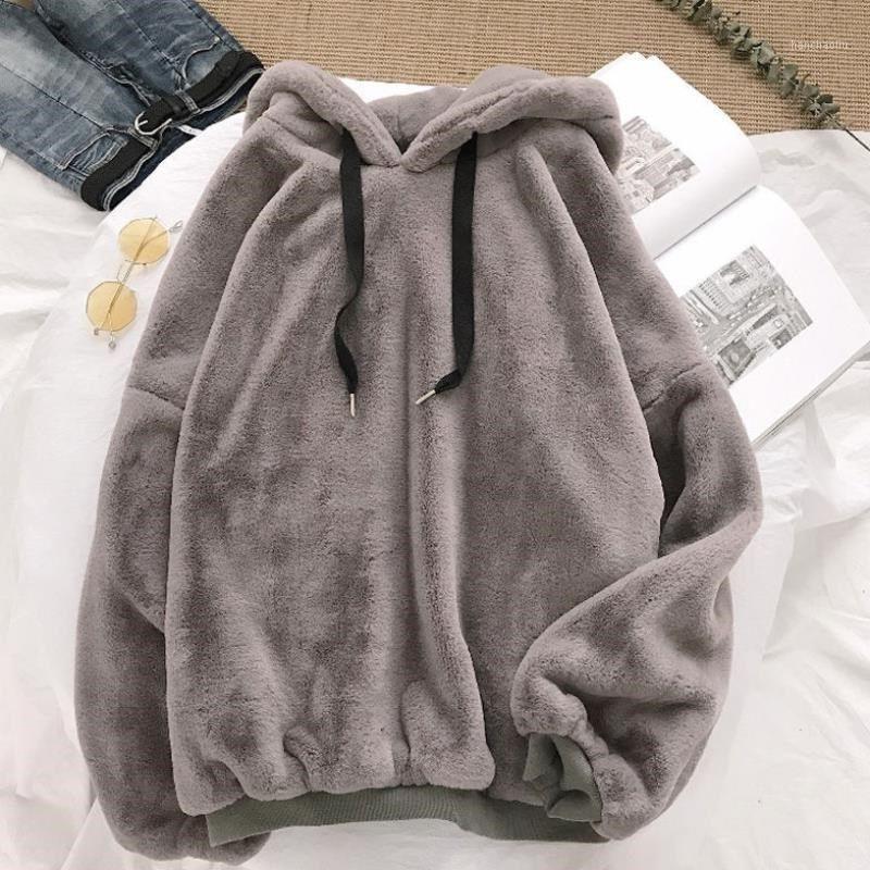 

Autumn and winter coats sweet hooded women Harajuku lazy wind loose Korean style wool coat pullover women sweatshirt1, Black