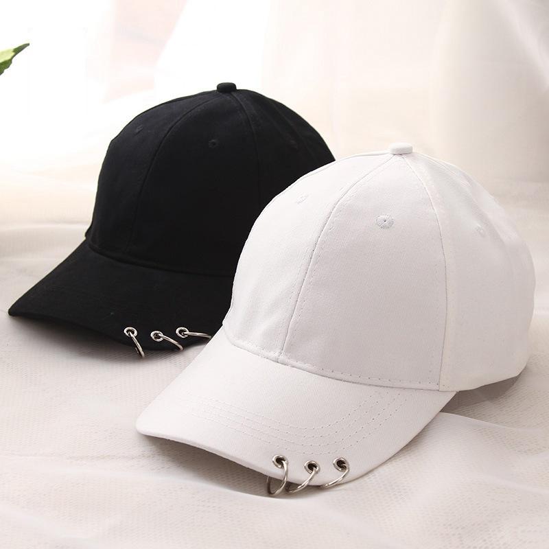 

High Quality Adjustable Baseball Hat with ring Outdoor Sports Sun Cap for Women Men Fashion Snapback Hat, White
