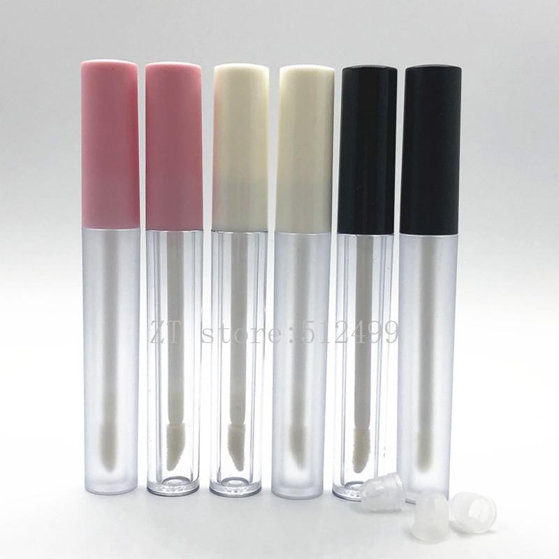 

10/30/50pcs 2.5ml Frosted Plastic Lip Gloss Tube Empty Lip Container With White/Pink Lid,Round Lipgloss Refillable Bottles