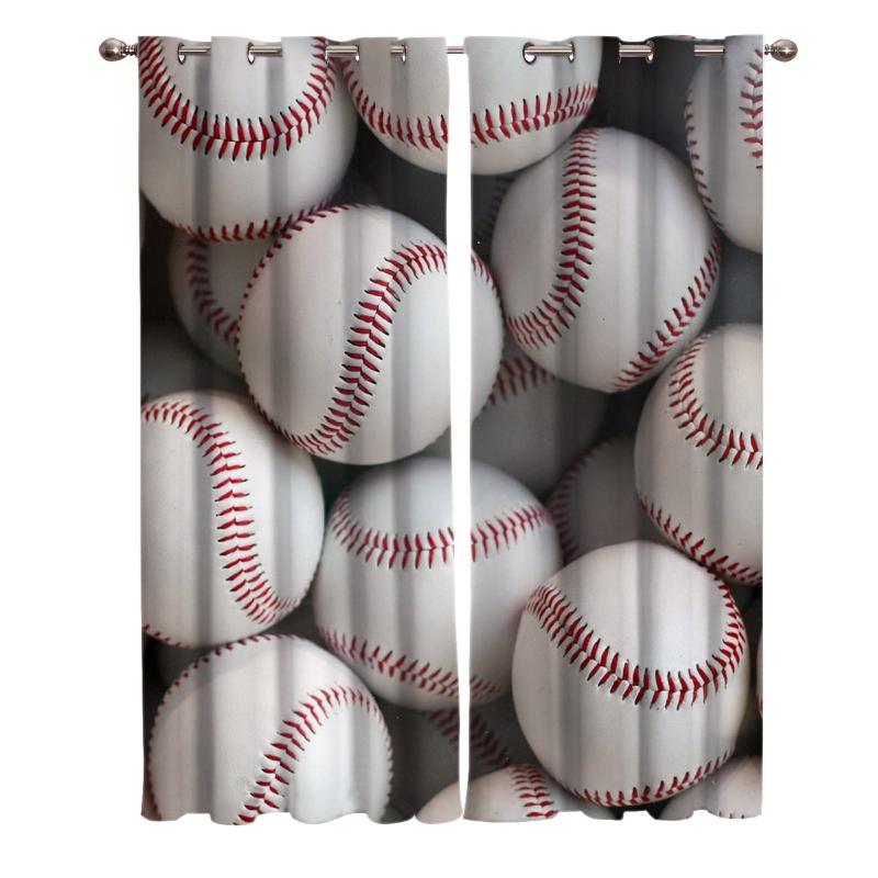 

Baseball Pile Window Treatments Curtains Valance Window Curtains Living Room Bedroom Indoor Decor Kids Room Home Decor, As pic