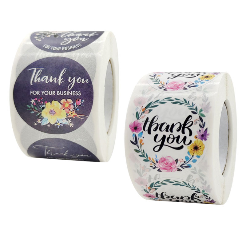 

1.5inch Flower Print Thank You For Your Business Stickers Seal Labels Wedding Gift Bag Baking Decoration 500pcs Roll