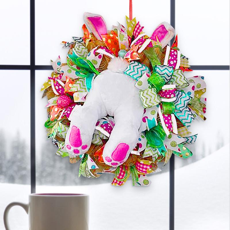 

White Ears Wreath Attachment Easter BuWith Ears Hanging Ornament Party Decoration Garlands New