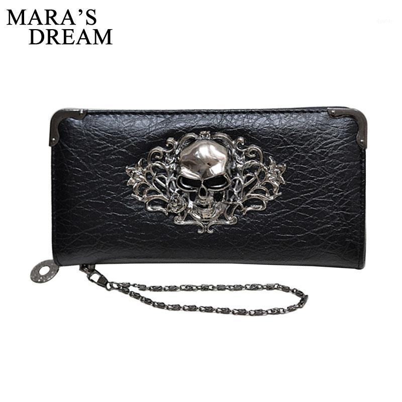 

Mara's Dream 2019 Long Wallets Fashion Metal Skull Pattern PU Leather Women Wallets Portable Casual Lady Cash Purse Card Holder1, D rose red