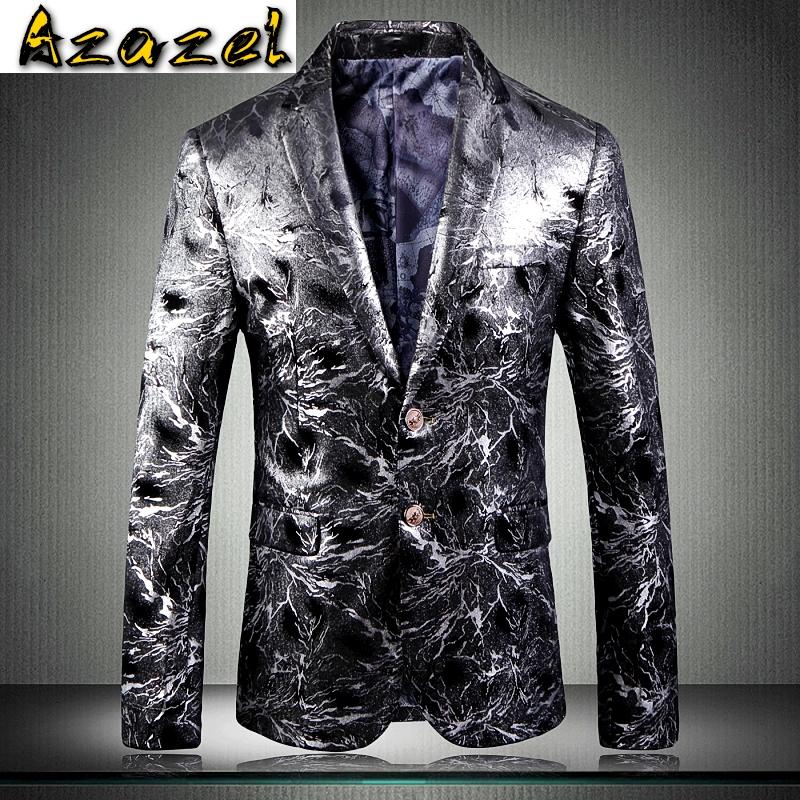 

Azazel Blazer Men Four Seasons New Royal British Style Silver Fashion Youth Casual Round Hem Night Banque Bazer Masculino 5XL, As pic