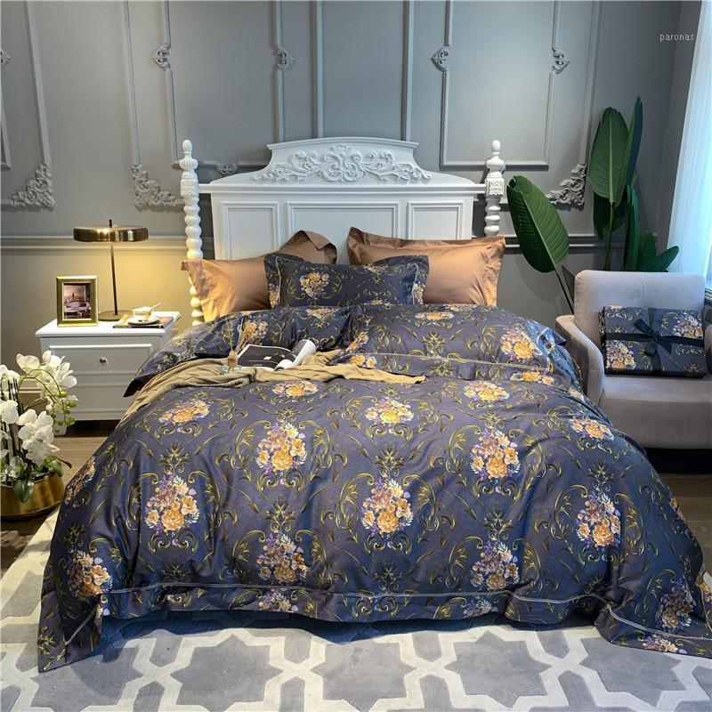 

Luxury 600TC Egyptian Cotton Bedding Set Chinoiserie Blossom Chic Soft Duvet Cover Queen King size Comforter Cover Bed Sheets1, Color 15