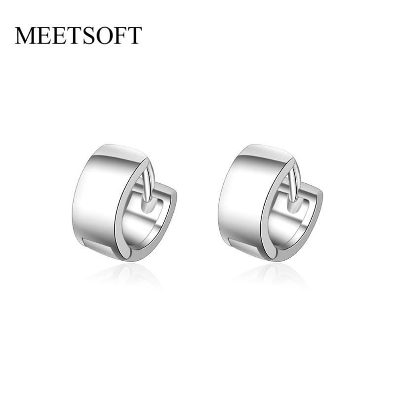 

Hoop & Huggie MEETSOFT Tibetan Silver Prevent Allergy Earrings For Women Trendy Design Small Metal Circle Black White Jewelry Gift