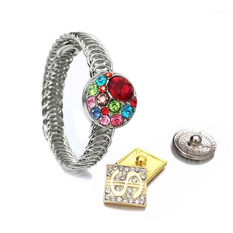 

Punk style 232 Vintage iron Elastic 18mm Snap Button Bracelet Bangle Interchangeable Charm Jewelry For Women Men Sliver Gold1