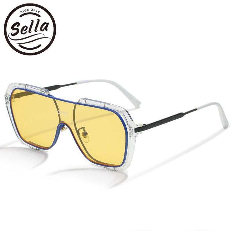

Sella 2021 New Fashion Men Women Oversized Square Sunglasses Trending Tint Yellow Transparent Retro Classic Glasses Eyewear