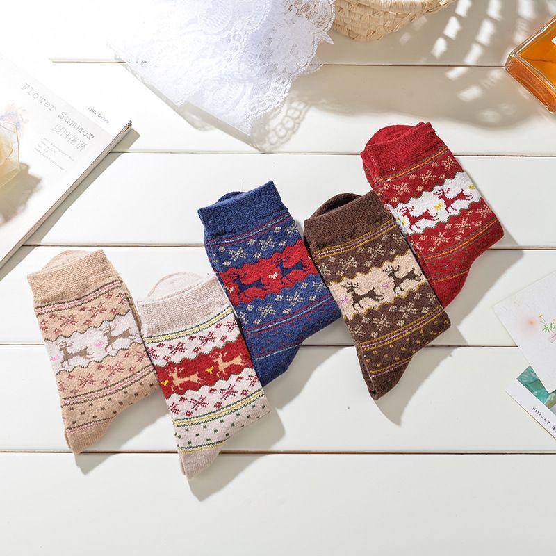 

2020 Free Shipping Lady Girl New Xmas Christmas Snow Fake Deer Design Womens Warm Wool Socks Gifts Comfortable Breathable Hot, 04