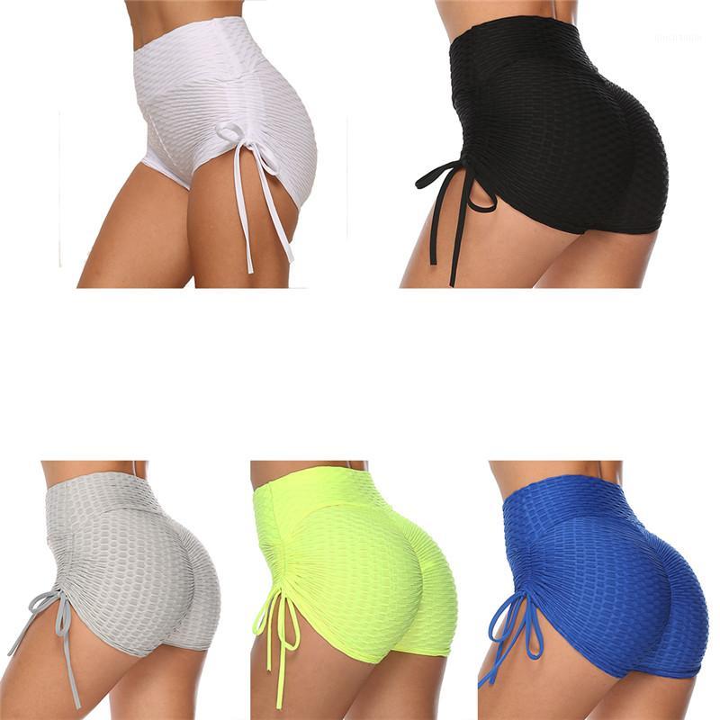 

Summer Women Yoga Shorts New Pure Color Elastic High Waisted Slim Fit Casual Beach Bottoms Female Drawstring Short Pants Sport1