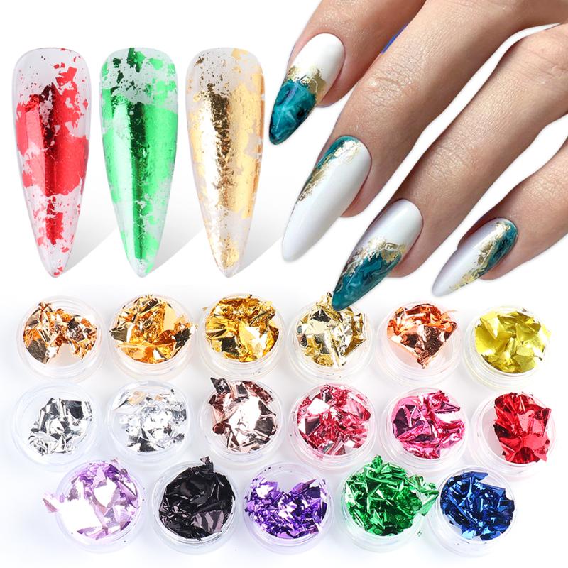 

Colorful Glitter Nail Art Foils Flakes Rose Gold Silver Irregular Aluminum Spangle Nails Sequins Decal Manicure Accessory BE1872