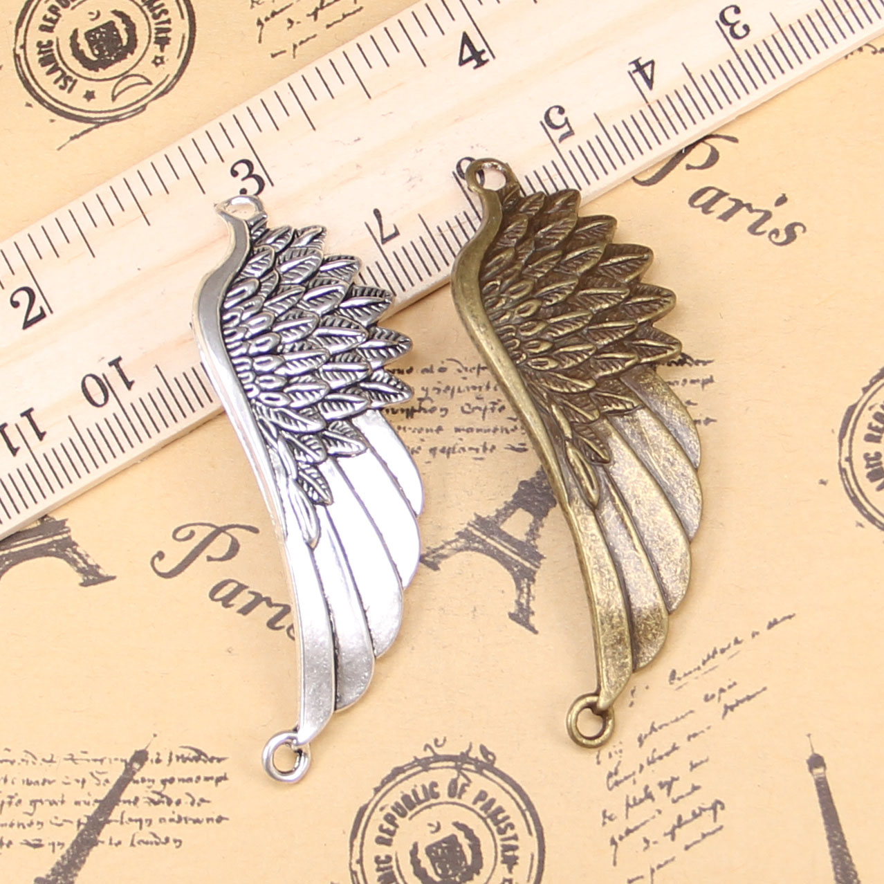 

15pcs Jewelry Charms angel wings 60x22mm Antique Silver Plated Pendants Making DIY Handmade Tibetan Silver Jewelry