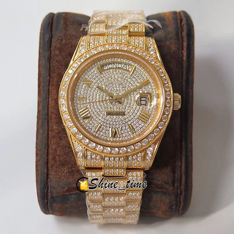 

New 40MM TW 126333 118348 86409 Full Diamond Dial ETA A2836 Automatico Mens Watch Diamond Case 904L Steel Bracelet Watches Shine_time, Original box