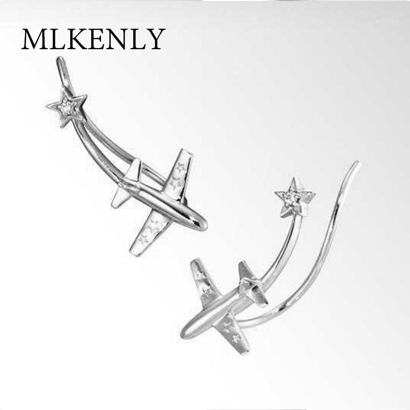

MLKENLY European aircraft series gold and silver color zircon stud earrings fashion for women accessories1