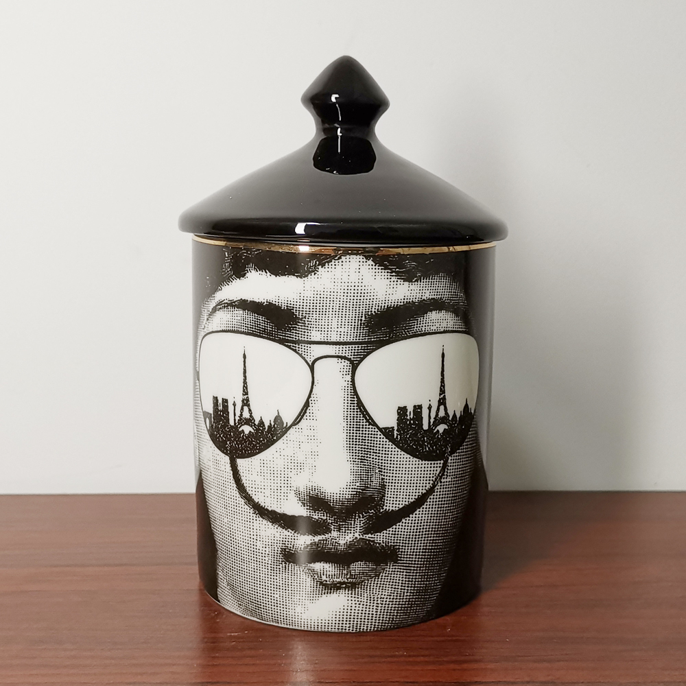 

Retro European Style Candle Holder Lina Face Scented Candles Cans Ceramic Products Storage Jar Home Desktop Decoration