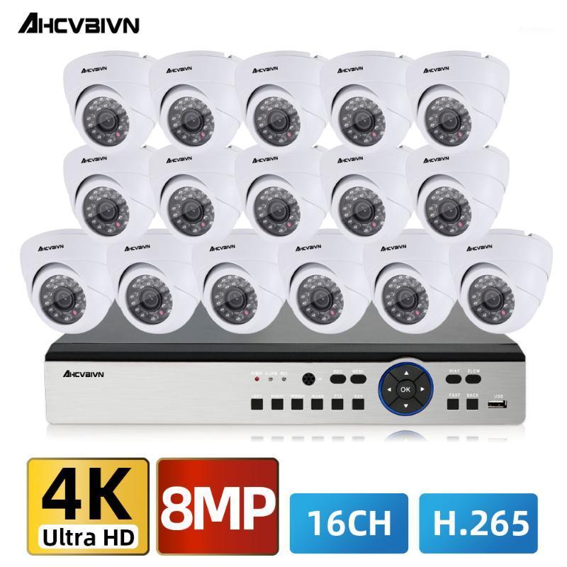

H.265+ 16CH 4K AHD DVR Kit CCTV System 16Pcs 8.0MP HD Outdoor Waterproof Dome Camera P2P Security Surveillance Set ONVIF P2P1