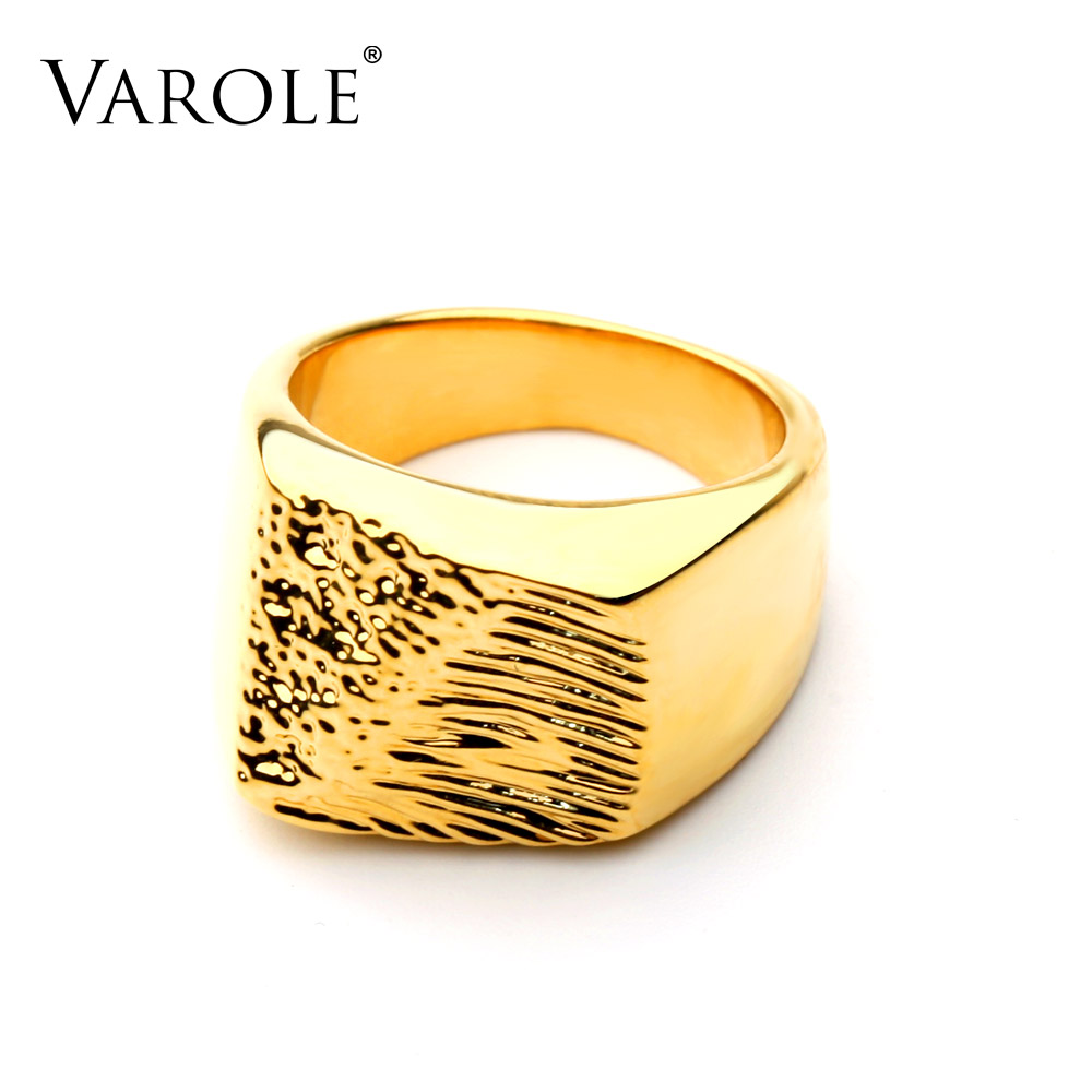 

VAROLE Natural Rock Texture Ring Gold Color Statement Rings For Women Fashion Jewelry Bague Accessories Anillos Mujer