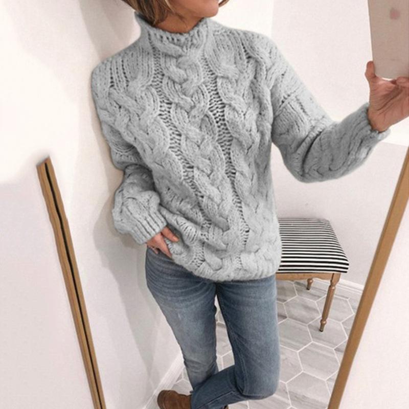 

Women Casual Clothes Solid Colors Oversized Sweaters Women 2020 Autumn Winter Warm Turtleneck Sweaters Knitted Jumpers Pullovers, Beige